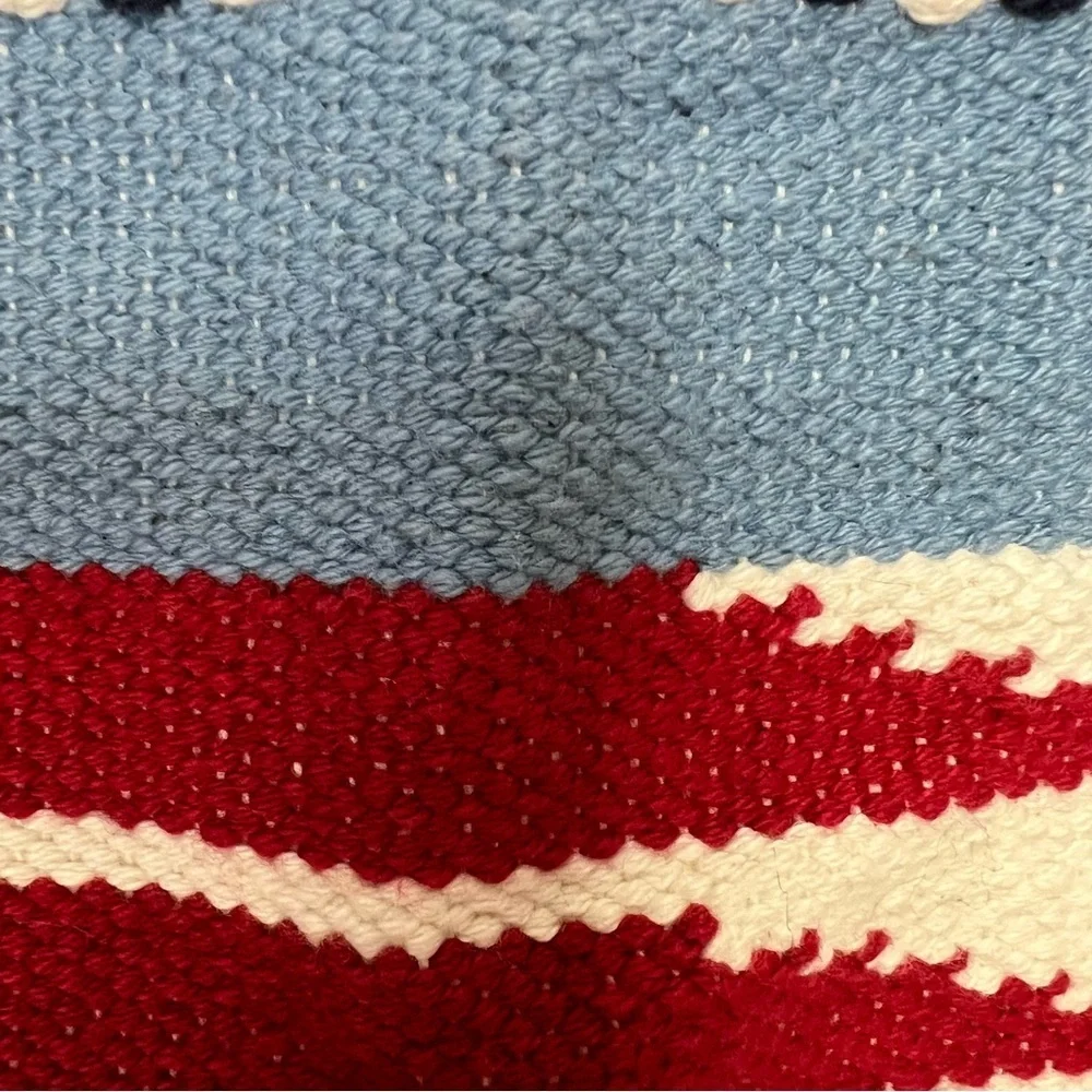 Newport Patriotic - Red, White & Blue - Cotton Pillow Cover with Tassels 19”X14”